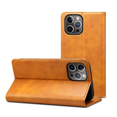 Luxus-Iphone Leder-Kasten echten ledernen Geldbörsen-Telefon-Kasten ODM/Soems
