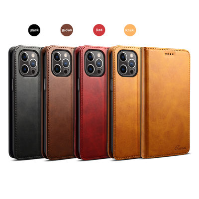 Luxus-Iphone Leder-Kasten echten ledernen Geldbörsen-Telefon-Kasten ODM/Soems