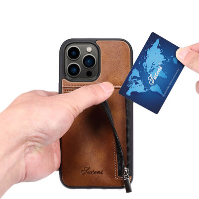 Echter lederner Telefon-Kästen Luxus-Iphone-Geldbörsen-Kasten modern