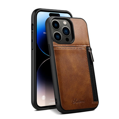 Echter lederner Telefon-Kästen Luxus-Iphone-Geldbörsen-Kasten modern