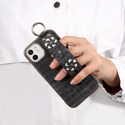 Kundengebundene Fahrwerk-Telefon-Kasten-PU überziehen stoßsicheren Lanyard Strap mit Leder